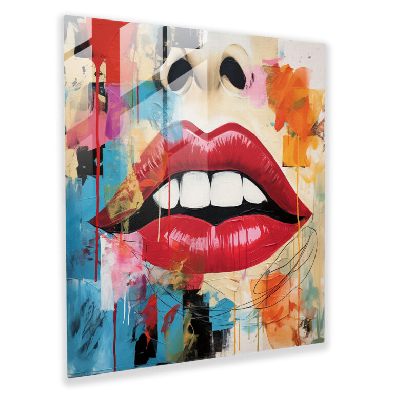 Kisses In Colors Glass Print - Kiss, Wall Decoration, Diversity, Abstract
