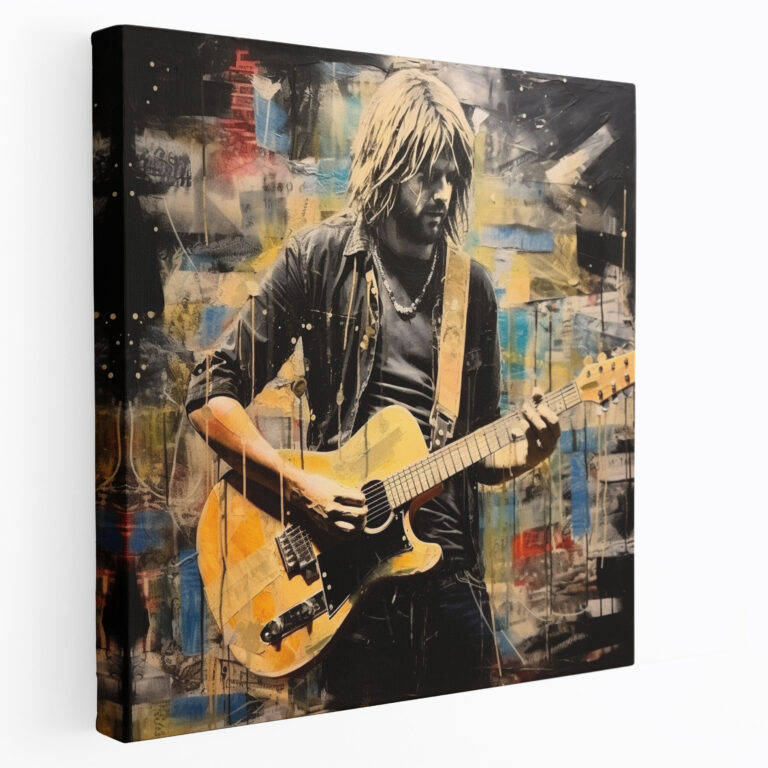 Kurt Cobain Wall Decoration - Kurt Cobain, Guitar Strings, Home Decoration, Abstract Art