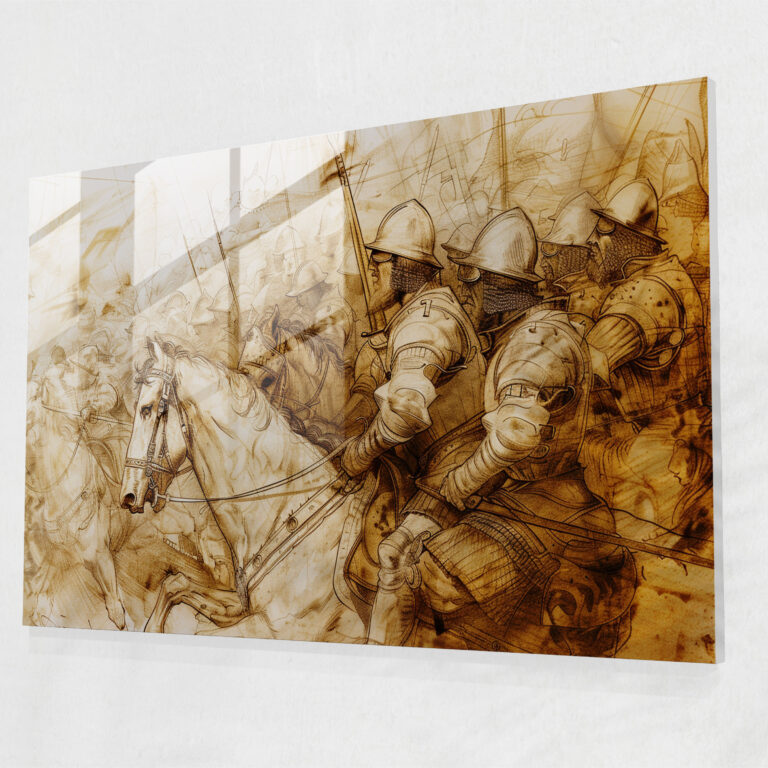 Leonardo Da Vinci Glass Print - Battle Of Anghiari Scene - Leonardo Da Vinci, Modern Art, Home Decoration, Leonardo Da Vinci