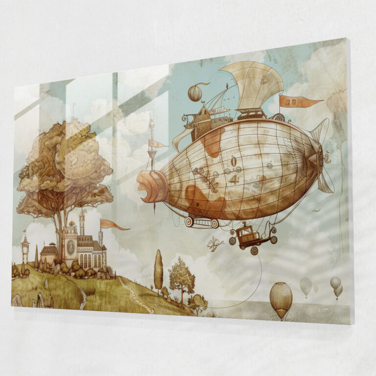 Whimsical Leonardo Da Vinci Glass Print - Leonardo Da Vinci, Leonardo Da Vinci, Modern Art, Glass Wall Art
