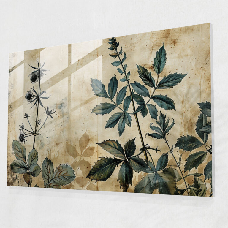 Leonardo Da Vinci Wall Decoration - Leonardo Da Vinci, Glass Print, Realistic Botanical Illustration, Glass Wall Art