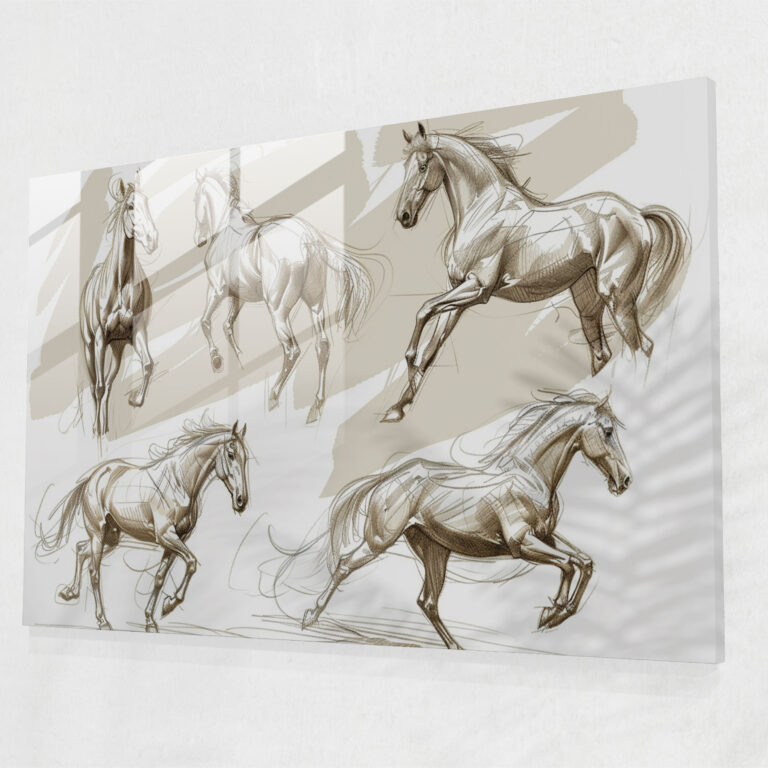 Leonardo Da Vinci Glass Art: Horse Sketches - Leonardo Da Vinci, Leonardo Da Vinci, Glass Art, Dynamic Poses