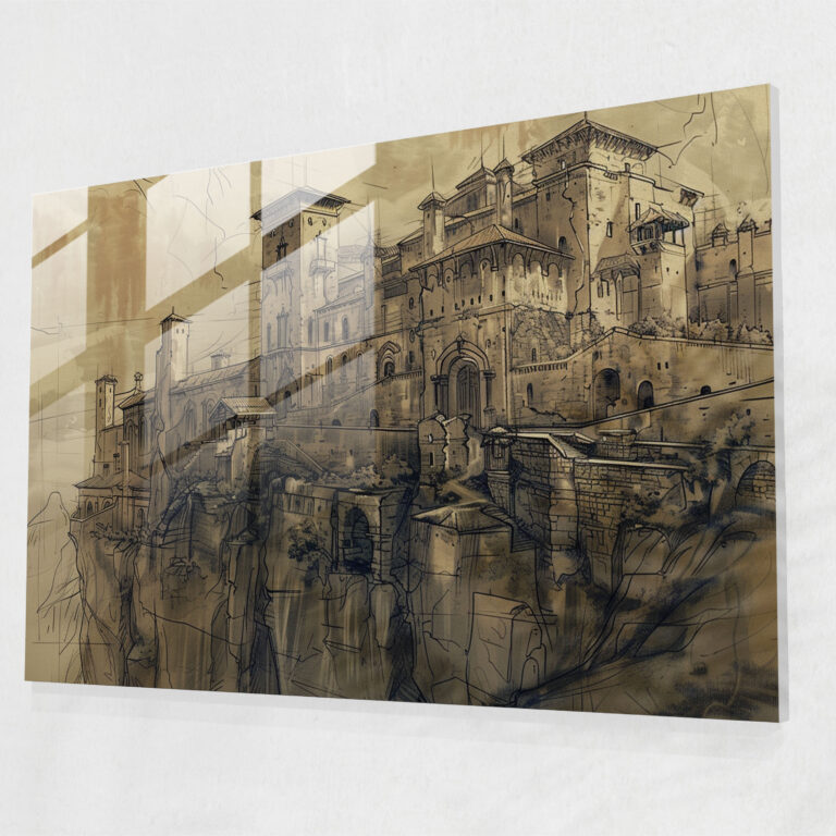 Leonardo Da Vinci Glass Art Architectural Sketches - Leonardo Da Vinci, Leonardo Da Vinci, Glass Art, Wall Decoration