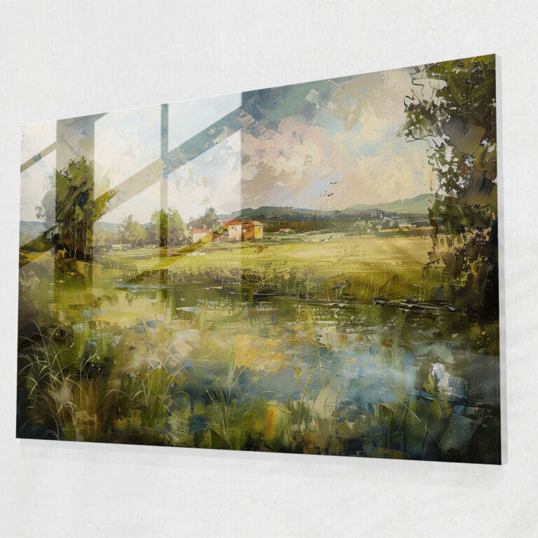 Serene Countryside Glass Wall Art - Leonardo Da Vinci, Glass Wall Art, Leonardo Da Vinci, Wall Decoration