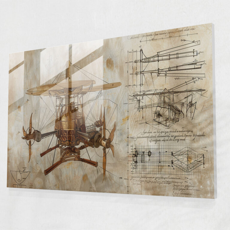 Leonardo Da Vinci Glass Print - Famous Sketches - Leonardo Da Vinci, Glass Print, Home Decoration, Glass Wall Art