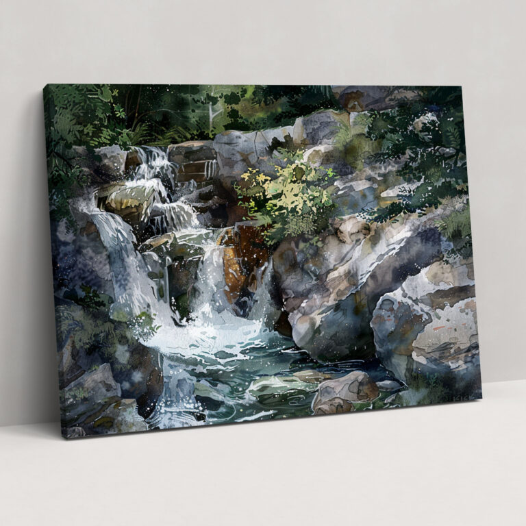 Waterfall Canvas Print - Leonardo Da Vinci, Wall Decoration, Canvas, Leonardo Da Vinci