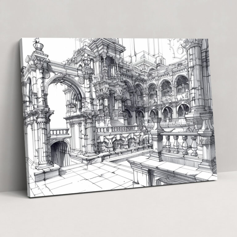 Architectural Design Canvas Print - Leonardo Da Vinci, Canvas, Canvas Wall Art, Wall Decoration