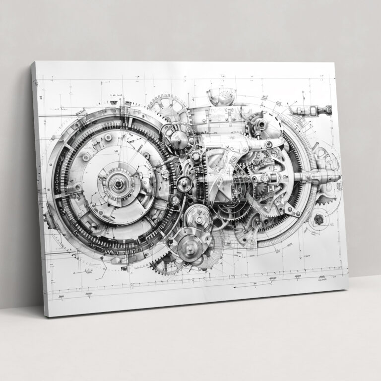 Leonardo Da Vinci Mechanical Gears Canvas Print - Leonardo Da Vinci, Home Decoration, Canvas, Wall Art