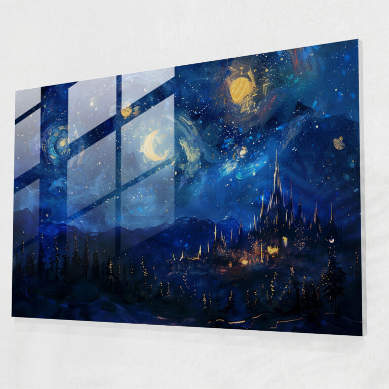 Leonid Afremov Home Decoration - Magical Starry Night - Leonid Afremov, Home Decoration, Modern Art, Glass Art