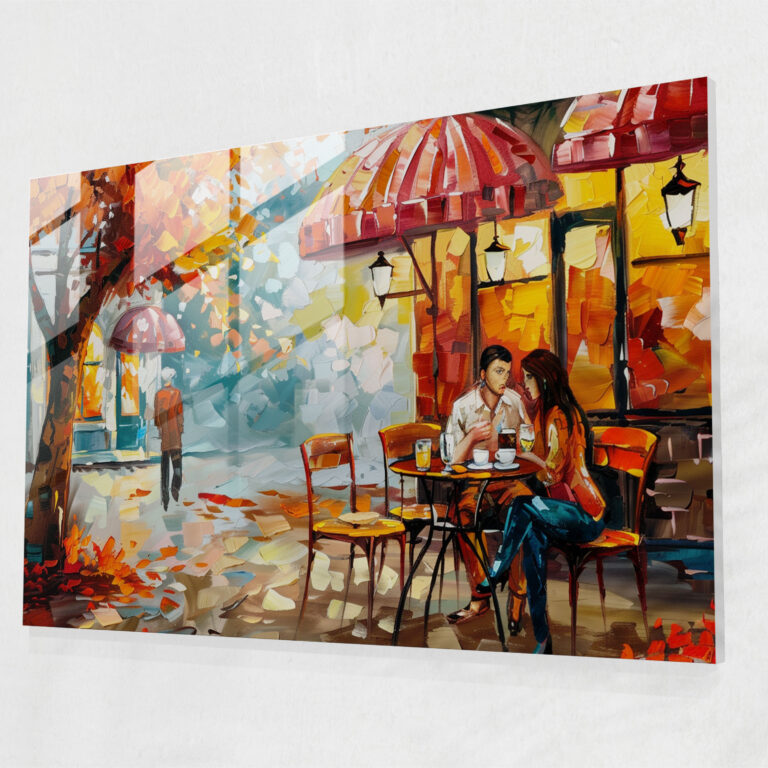 Cafe Charm Glass Print Wall Decoration - Leonid Afremov, Glass Print, Wall Decoration, Home Decoration