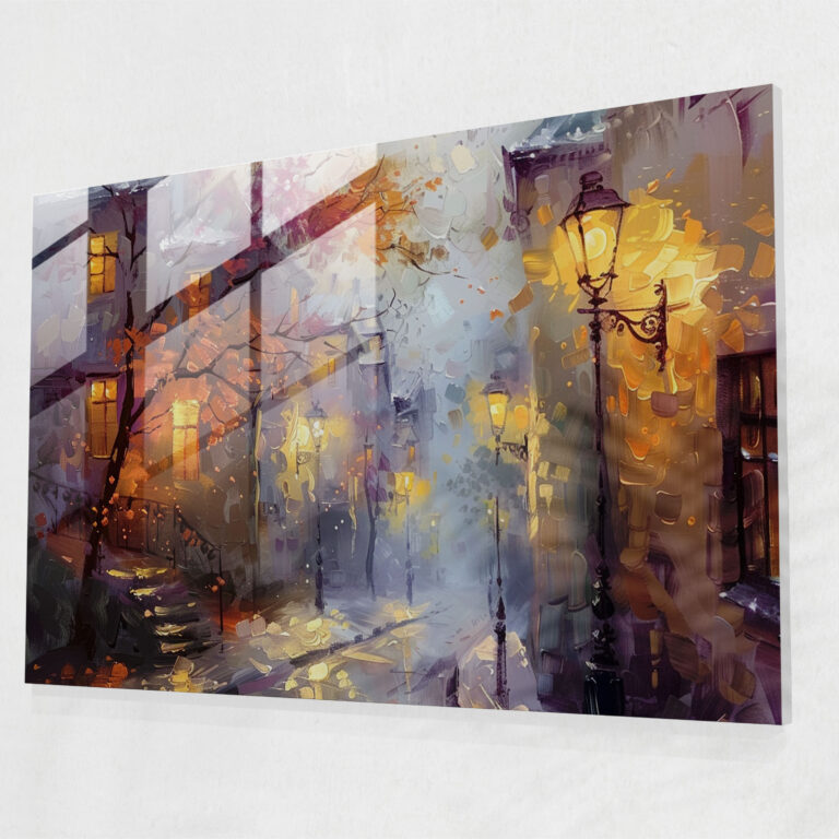 Leonid Afremov Glass Print Street Wall Art - Leonid Afremov, Wall Decoration, Glass Wall Art, Home Decoration