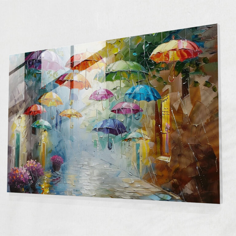 Leonid Afremov Glass Print Whimsical Street Scene - Leonid Afremov, Home Decoration, Glass Wall Art, Glass Print