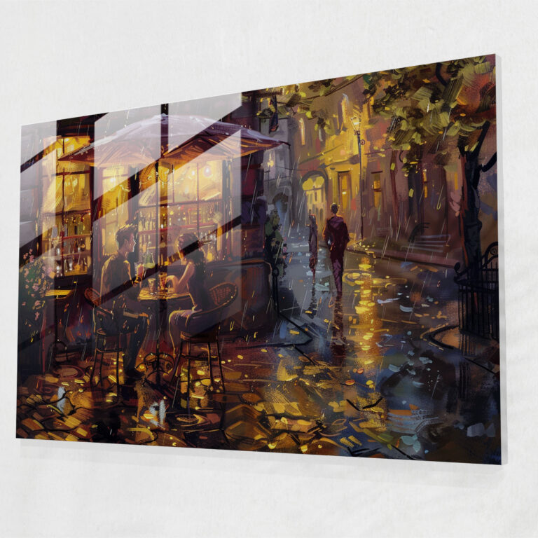 Leonid Afremov Glass Print - Cozy Cafe Glass Wall Art - Leonid Afremov, Leonid Afremov, Wall Decoration, Home Decoration