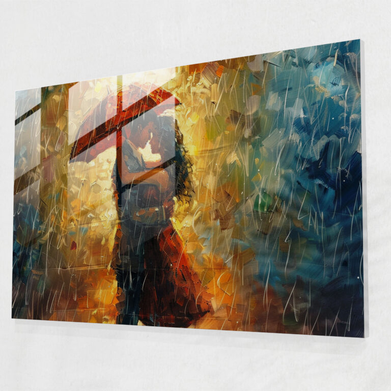Leonid Afremov Glass Print - Dancing In The Rain - Leonid Afremov, Glass Wall Art, Home Decoration, Wall Decoration