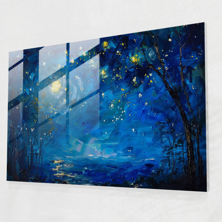 Leonid Afremov Glass Print - Enchanting Night Sky Glass Wall Art - Leonid Afremov, Modern Art, Glass Wall Art, Leonid Afremov