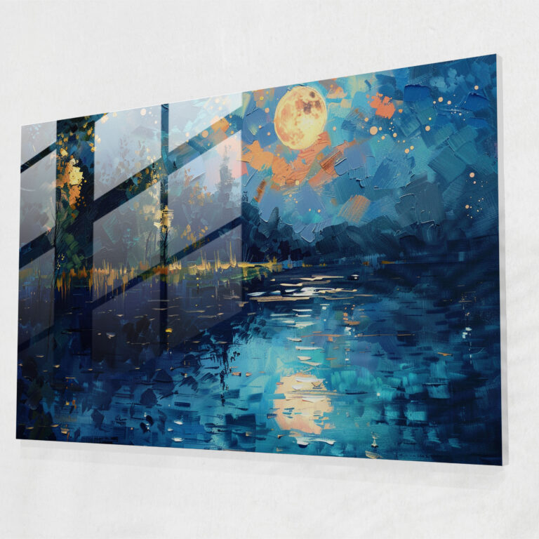 Leonid Afremov Glass Wall Art - Moonlit Lake Glass Print - Leonid Afremov, Glass Art, Glass Print, Wall Decoration