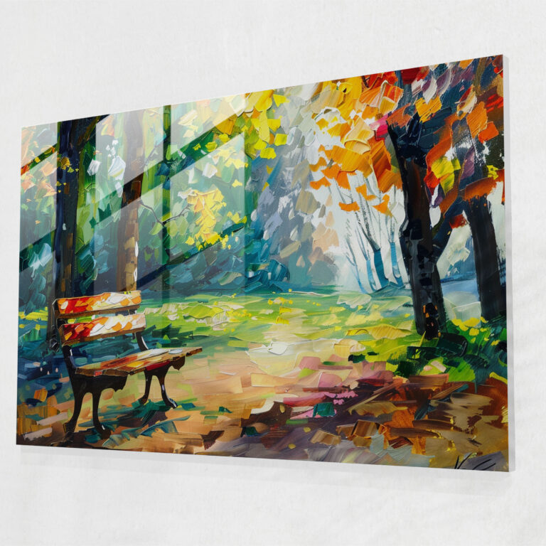 Leonid Afremov Home Decoration - Sunny Park Scene Glass Print - Leonid Afremov, Modern Art, Glass Wall Art, Leonid Afremov