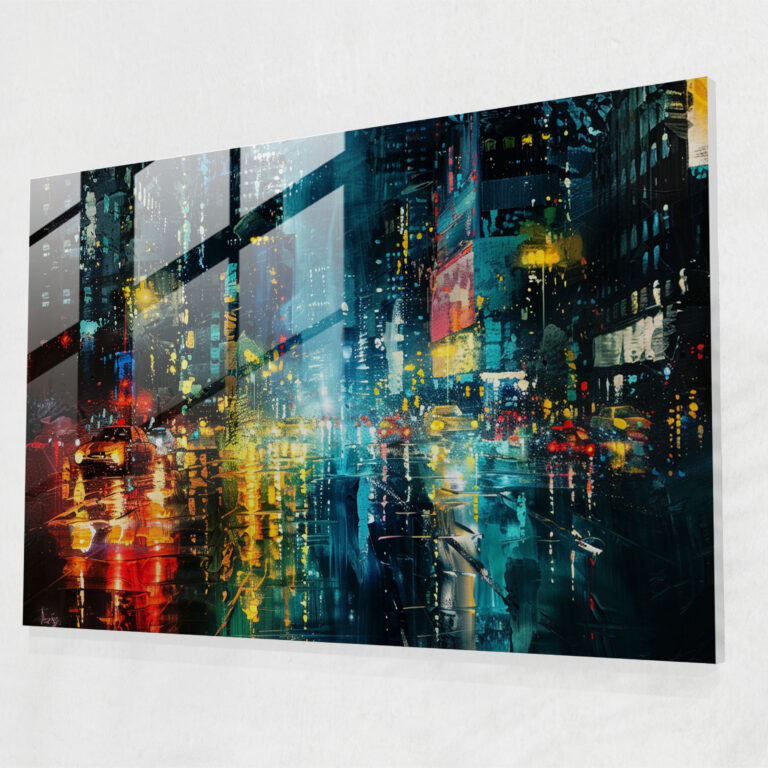 Leonid Afremov Glass Wall Art - Cityscape At Night - Leonid Afremov, Glass Art, Wall Decoration, Leonid Afremov