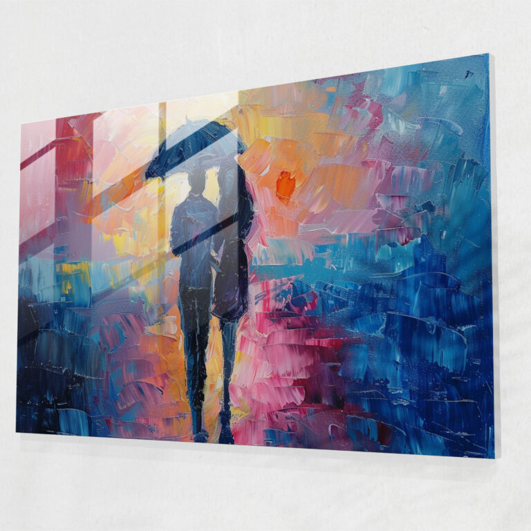 Leonid Afremov Home Decoration - Romantic Couple Under Umbrella - Leonid Afremov, Wall Decoration, Leonid Afremov, Glass Print