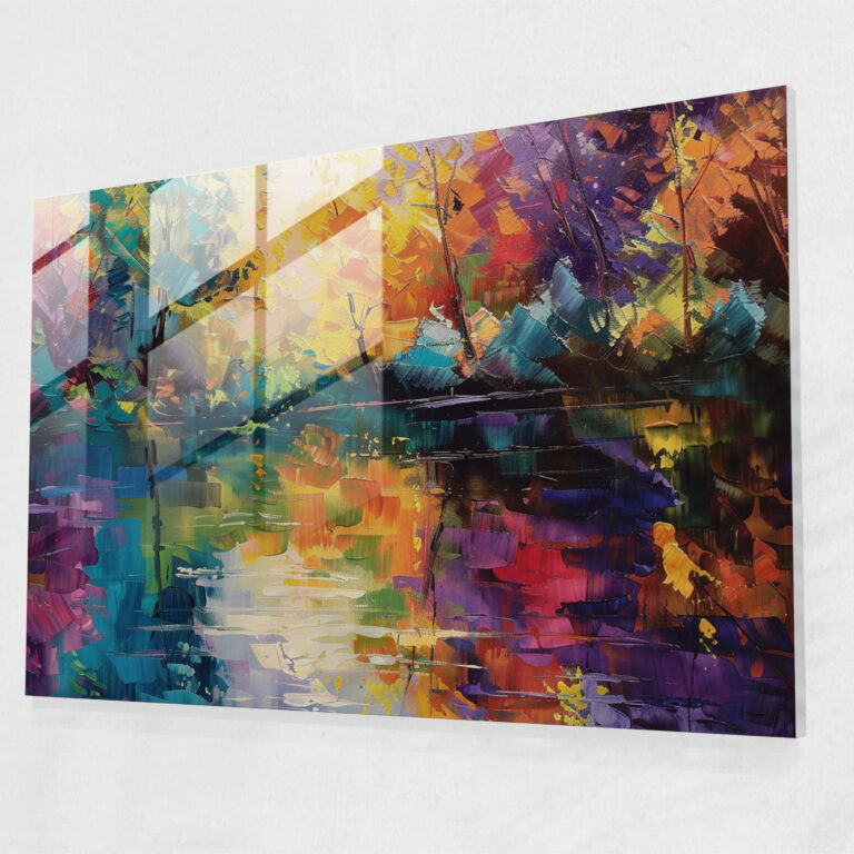 Leonid Afremov Wall Decoration - Peaceful Lake Scene - Leonid Afremov, Modern Art, Glass Print, Glass Art