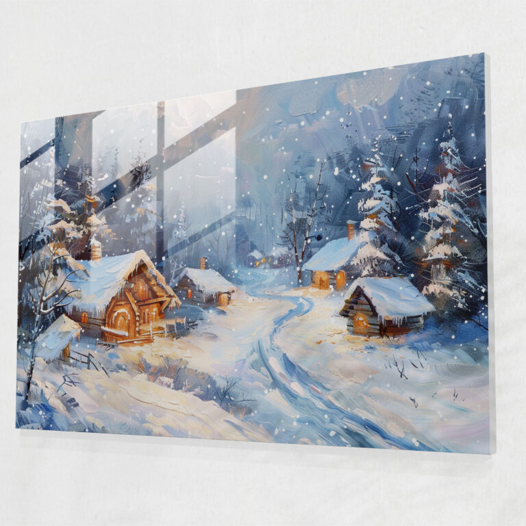 Leonid Afremov Glass Print - Enchanting Winter Landscape Glass Wall Art - Leonid Afremov, Leonid Afremov, Glass Print, Modern Art