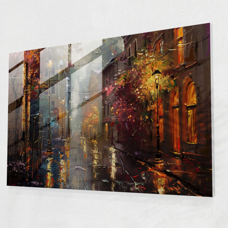 Leonid Afremov Glass Print Rainy Street Wall Art - Leonid Afremov, Leonid Afremov, Home Decoration, Glass Print