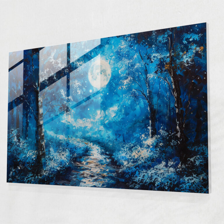 Leonid Afremov Glass Print Moonlit Pathway Wall Art - Leonid Afremov, Leonid Afremov, Wall Decoration, Glass Print