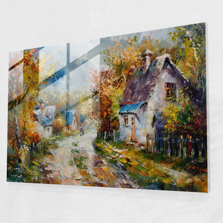 Leonid Afremov Wall Decoration - Charming Village - Leonid Afremov, Glass Wall Art, Impressionistic Style, Home Decoration