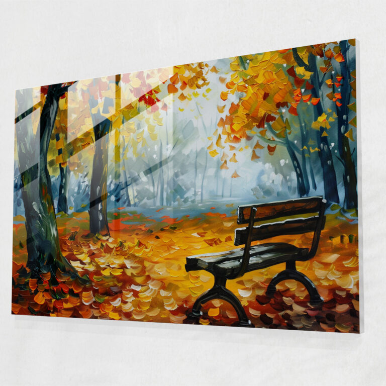 Leonid Afremov Home Decoration - Peaceful Park Bench - Leonid Afremov, Glass Art, Home Decoration, Glass Print
