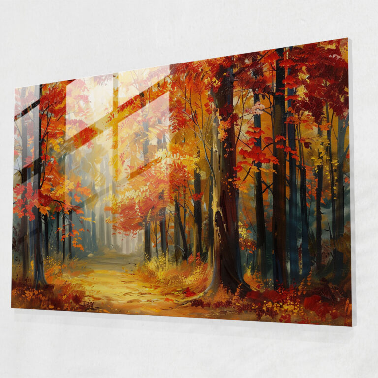 Leonid Afremov Glass Wall Art - Peaceful Forest Autumn - Leonid Afremov, Modern Art, Glass Art, Home Decoration