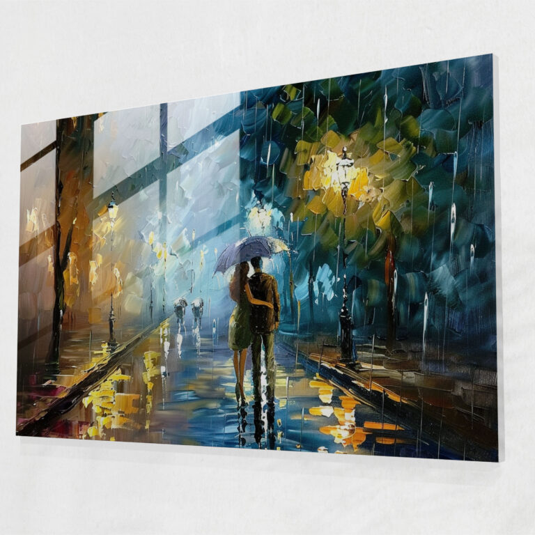 Leonid Afremov Home Decoration - Romantic Rainy Night - Leonid Afremov, Home Decoration, Glass Art, Romantic