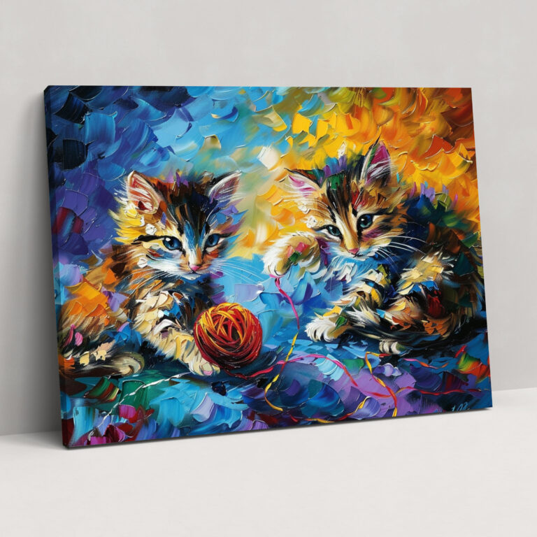 Leonid Afremov Wall Art Cats Canvas Print - Leonid Afremov, Canvas Print, Canvas, Canvas Wall Art