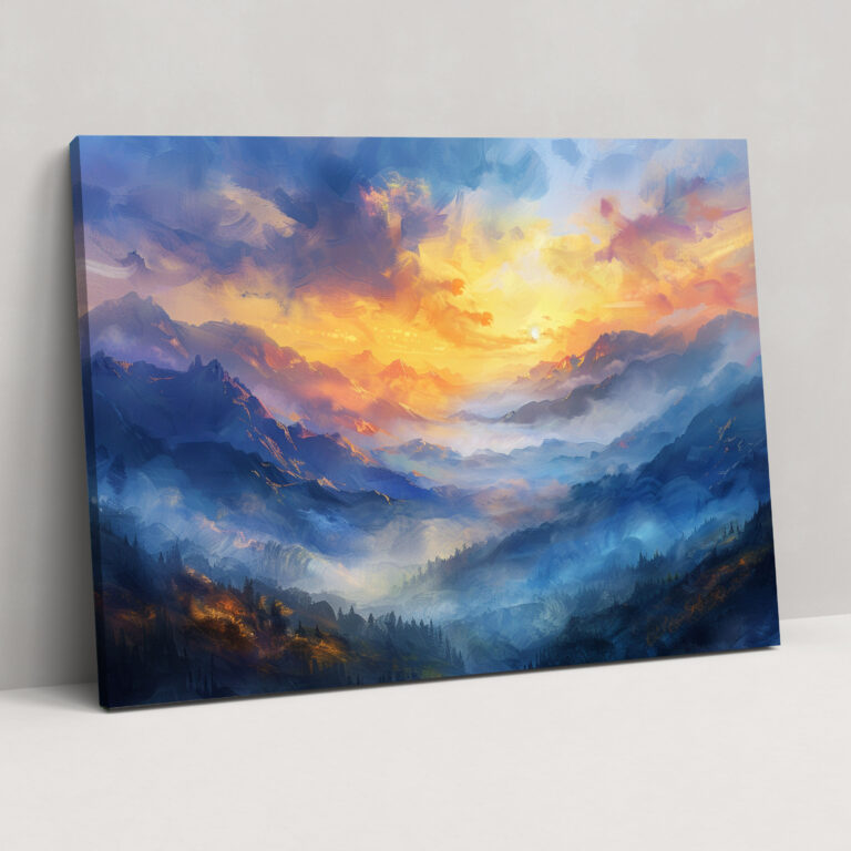Leonid Afremov Mountain Sunset Canvas Print - Leonid Afremov, Canvas Wall Art, Home Decoration, Leonid Afremov