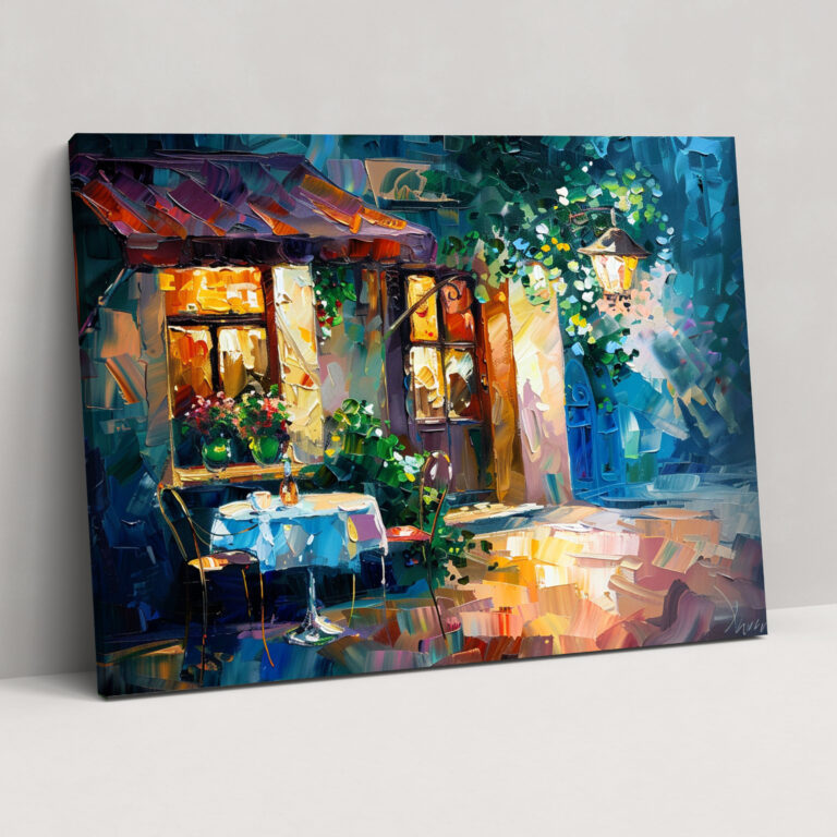 Leonid Afremov Cafe Corner Canvas Wall Art - Leonid Afremov, Canvas, Leonid Afremov, Canvas Wall Art