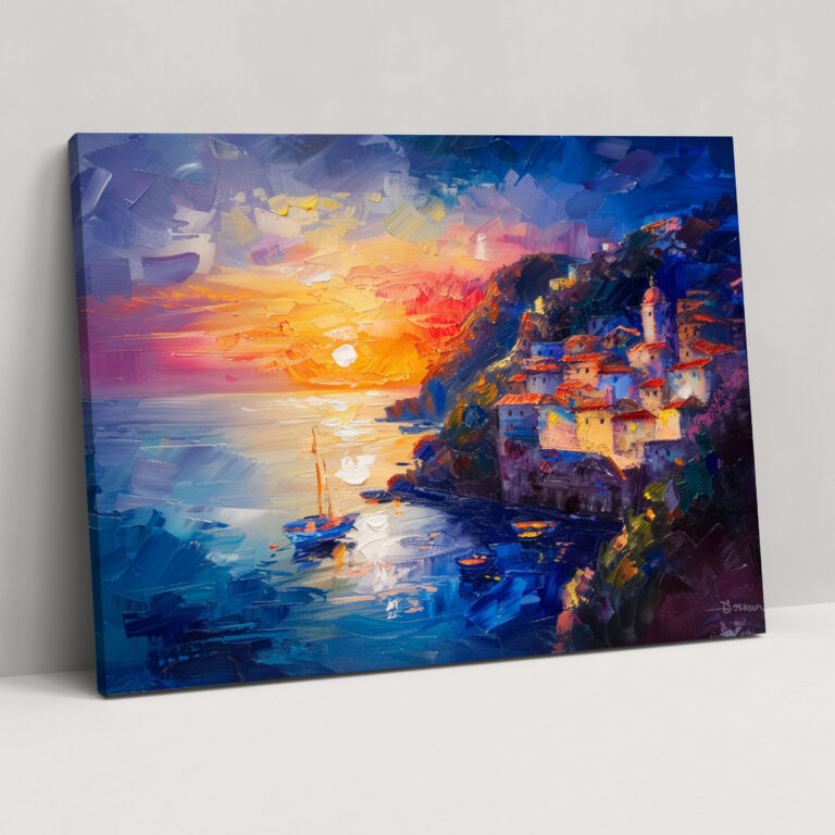 Leonid Afremov Canvas Print - Romantic Cityscape Sunset - Leonid Afremov, Wall Decoration, Wall Art, Home Decoration