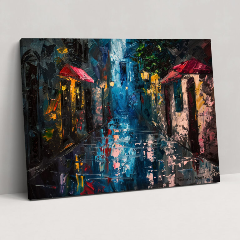 Rainy Alley Leonid Afremov Canvas Print - Leonid Afremov, Leonid Afremov, Wall Art, Wall Decoration