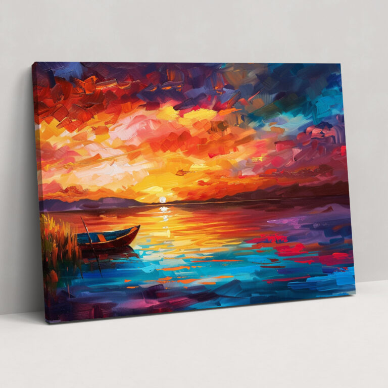 Lakeside Sunset Leonid Afremov Canvas Print - Leonid Afremov, Home Decoration, Canvas Wall Art, Leonid Afremov