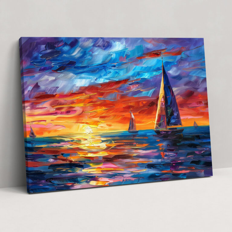 Leonid Afremov Sailboats Canvas Print - Leonid Afremov, Leonid Afremov, Canvas Print, Wall Decoration