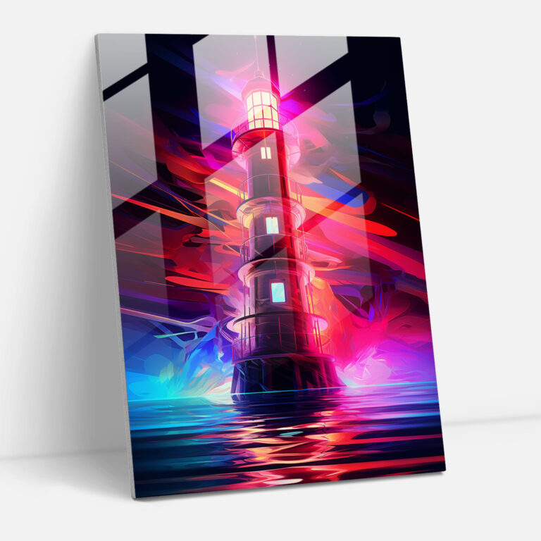 Digital Lighthouse Glass Wall Art - Lighthouse, Modern Art, Glass Wall Art, Home Decoration