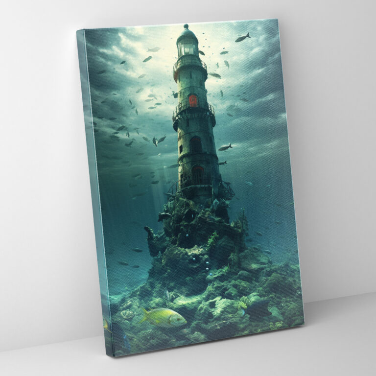 Underwater Lighthouse Wall Decoration - Lighthouse, Wall Decoration, Digital Collage, Home Decoration
