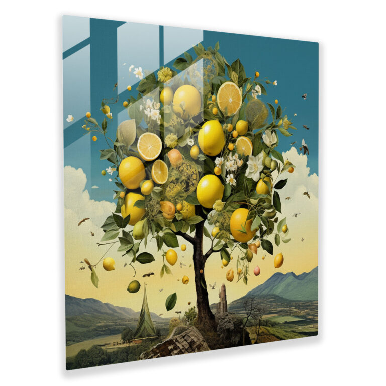 Curious Lemon Tree Glass Print - Lemon Tree, Wall Decoration, Imagination, Lemon Tree