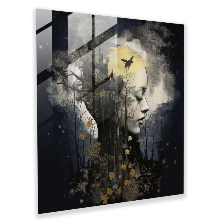 Midnight Reflections Glass Print - Midnight, Contemplation, Glass Art, Photography