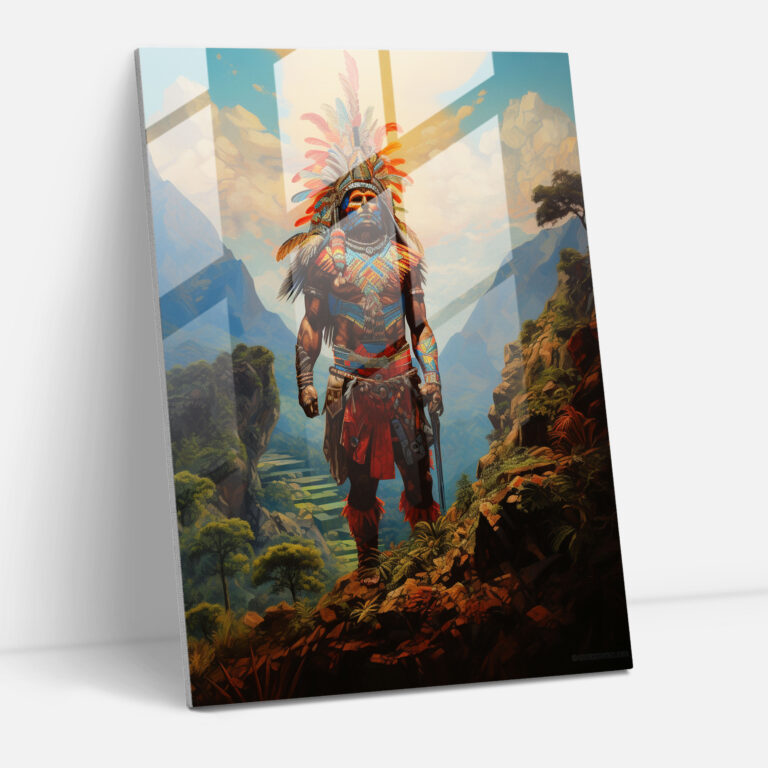 Inca Civilization Glass Print - Mayan, Hand-Painted, Glass Print, Home Decoration