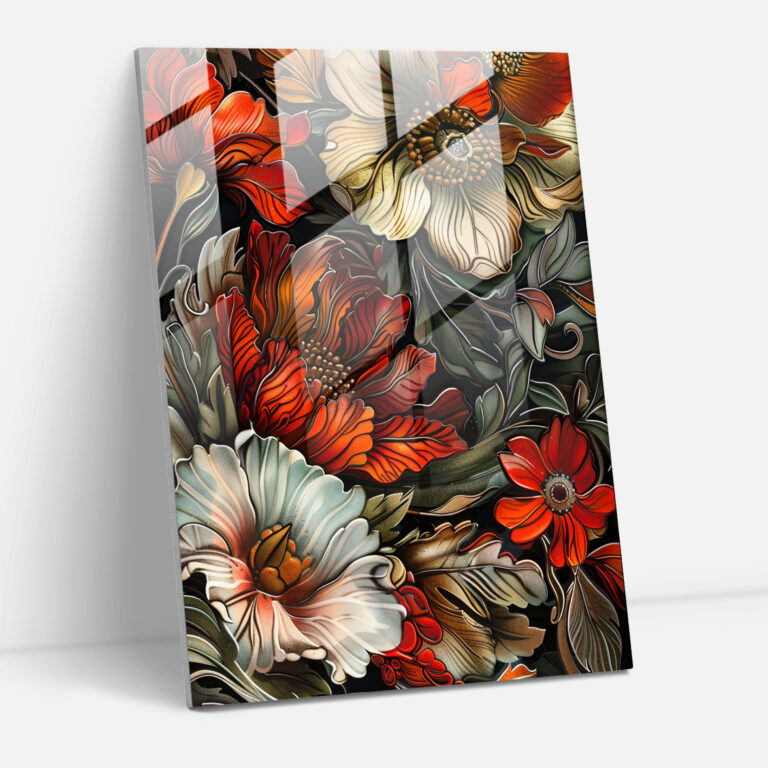 Intricate Floral Mannerism Glass Wall Art - Mannerism, Wall Decoration, Intricate, Glass Wall Art
