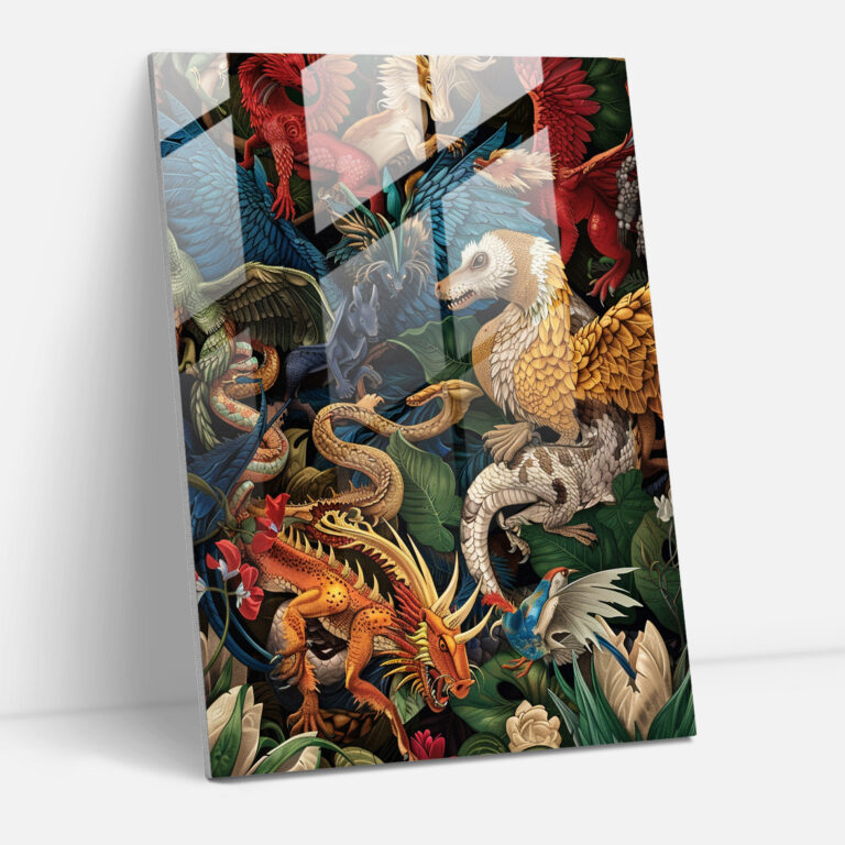 Mythical Creatures Mannerism Glass Print - Mannerism, Home Decoration, Mannerism, Wall Decoration