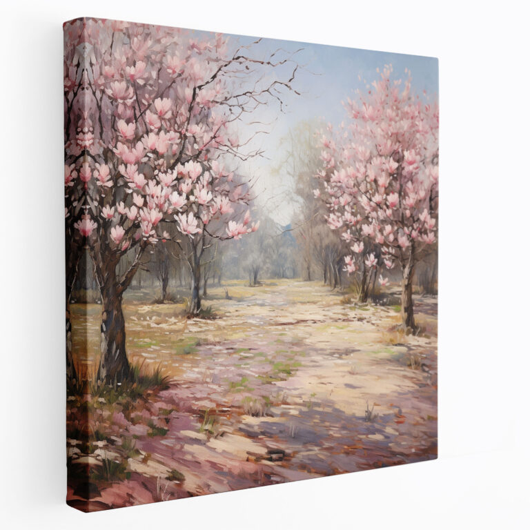 Magnolia Canvas Print: Impressionistic Painting - Magnolia, Field Of Magnolia Trees, Wall Decoration, Impressionistic Painting