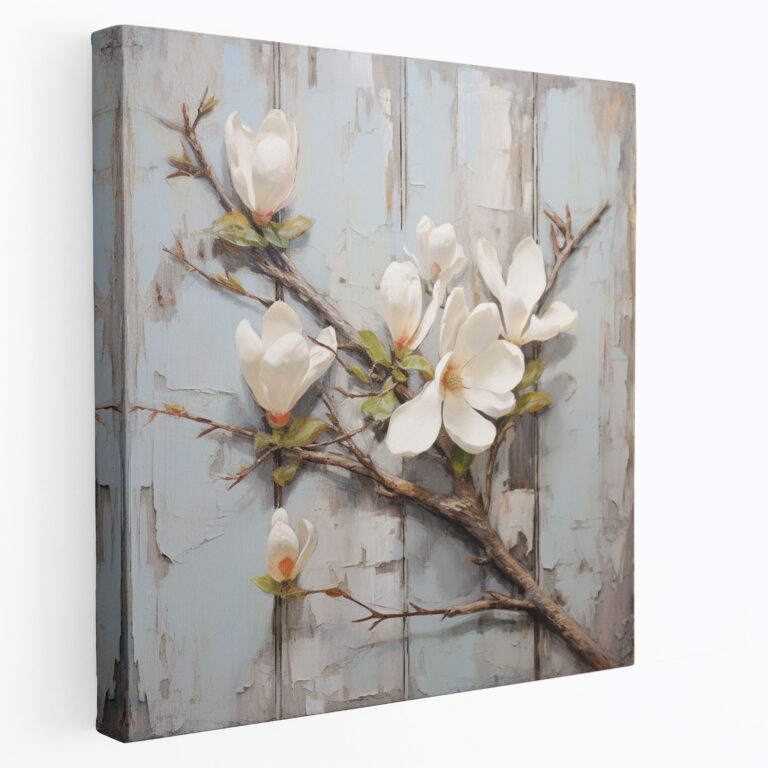 Magnolia Wall Decoration: Rustic Painting - Magnolia, Canvas Print, Home Decoration, Magnolia