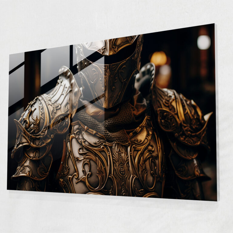 Medieval Glass Print: Shining Knight's Armor - Medieval, Home Decoration, Intricate Engravings, Medieval