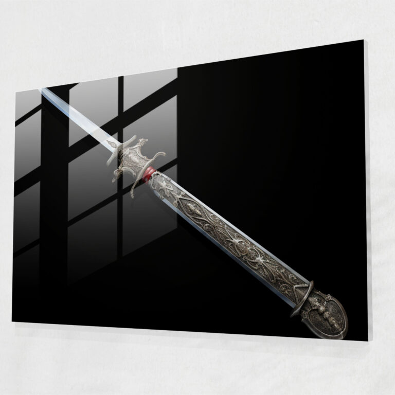 Medieval Glass Print: Intricate Knight's Sword - Medieval, Glass Print, Glass Art, Modern Art