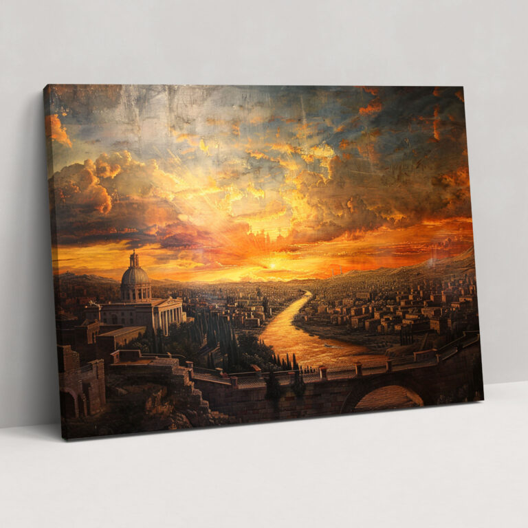 Michelangelo Wall Art - Dramatic Sunset City Canvas Print - Michelangelo, Canvas, Wall Art, Michelangelo